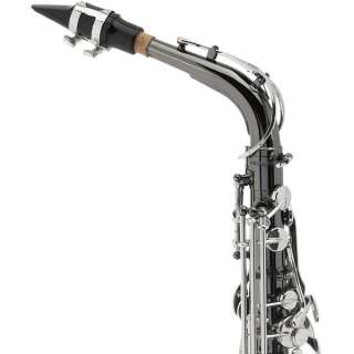 Mendini Black Nickel w/Nickel Alto Saxophone Sax +TUNER  