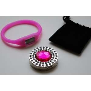  2012 Dual Diamond Pink Gem Purse Hook + Silicone Watch and 