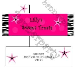    Candy bar wrapper, personalized Hot pink and zebra 