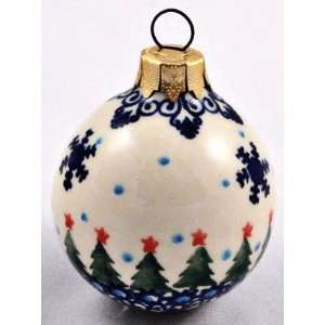Polish Pottery Small Christmas Tree Ornament 2.25 diameter  