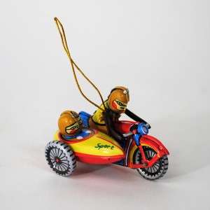 TIN TOY ORNAMENT Motorcycle Sidecar Christmas Retro NEW  