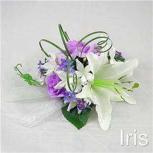 Wedding Silk Flower Lilac Rose & lily Cake Topper  