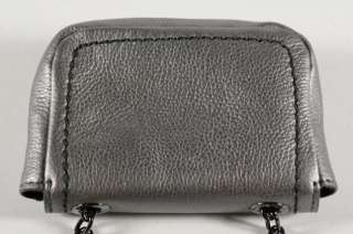   Republic Silver Pebbled Leather Gun Metal Chained Small Evening Bag