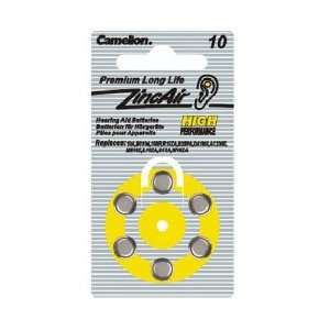  Camelion Zinc Battery, 1.4V A10 Hearing Aid Battery 6pcs 