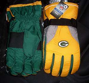 Mens NWT Green Bay Packers Winter Ski Gloves WoW Thinsulate M L XL 