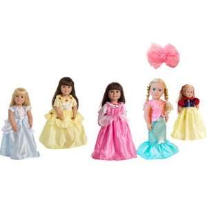  6 Item Bundle Princess 18 Doll Clothes Set + Hair Bow 