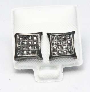   Mens Silver, Gold & Black Square Stainless Steel Zircon Studs Earrings
