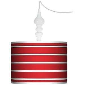  Bold Red Stripe 13 1/2 Wide White Swag Chandelier