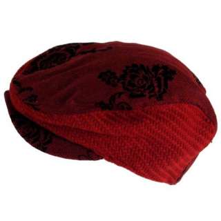   Velvet Print Ivy Driving Golf Cap Hat * Red * Small / Medium Clothing