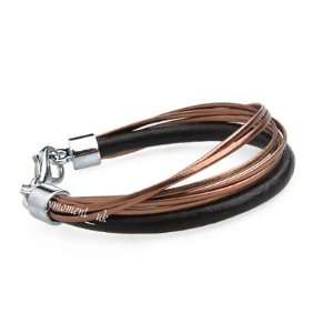   LEATHER Rose Gold Steel Cuff (Wristband Bracelets Bangle 6mm Sz 8.5