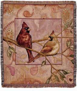 50x60 CARDINAL Bird Tapestry Afghan Throw Blanket  