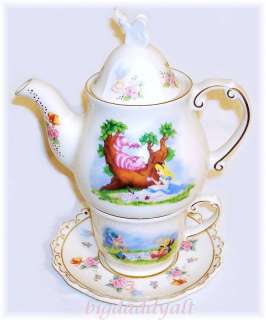   Alice in Wonderland Tea for One Set Teapot Mad Hatter Tea Party  