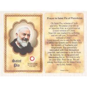  25 St. Padre Pio Third Class Relic Prayer Cards