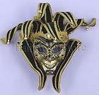 Deluxe Black and Gold Jester Mask   Renaissance or Mard  
