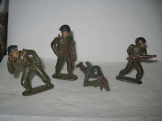 Vintage 4 1960s Hard Plastic 3 Toy Army Men  