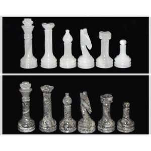  Brown Fossil Stone & White Onyx Marble Chess Pieces Toys & Games