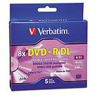VERBATIM 95311 5 PACK 8X DVD+R DL DOUBLE LAYER RECORDABLE DISCs w 