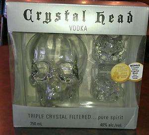 Crystal Head vodka gift set EMPTY 750ml plus 2 glass skull shot 