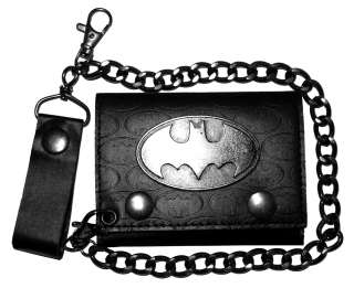   Comics Super Hero Metal Badge Logos Trifold Wallet With Chain  