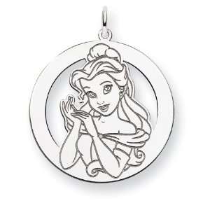    Sterling Silver Disney Belle Round Charm   JewelryWeb Jewelry