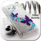 Purple Butterfly Bling Crystal Hard Skin Back Case Cover For Huawei 