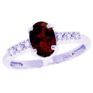   Sweet Oval Gemstone and Diamond North South Promise Ring Garnet, size5