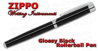 Zippo Glossy Black Roller Ball Pen Cap On/Off 41118 **NEW**  