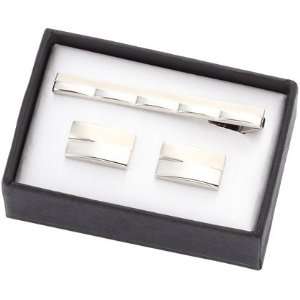  Personalized Tie Clip and Cufflinks Engraved Set Office 