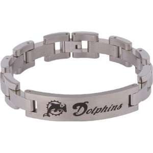    Titanium NFL Football Miami Dolphins Logo ID Bracelet Jewelry