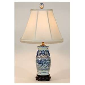  Traditional Asian Styled Blue & White Bedside Table Lamp 