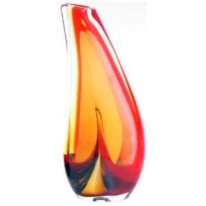  EccoMurano Hand Blown Large 14 Vase Amber, Red