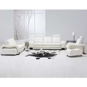  White Leather Sofa Set