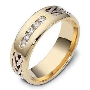   Gold Diamond & Titanium 7mm Wide Wedding Band   7.5: Dora Rings
